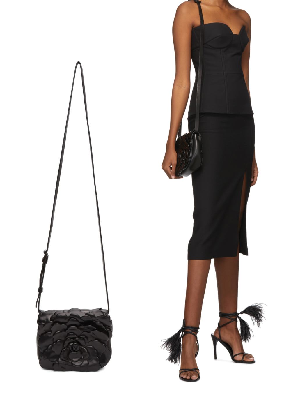 Black Valentino Garavani Small 03 Rose Edition Atelier Bag