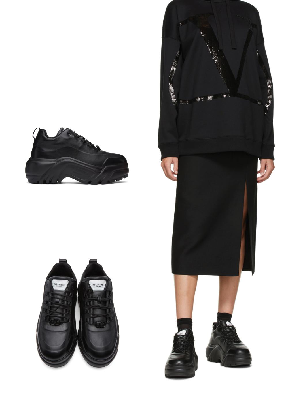 Black Valentino Garavani Chunky Platform Sneakers
