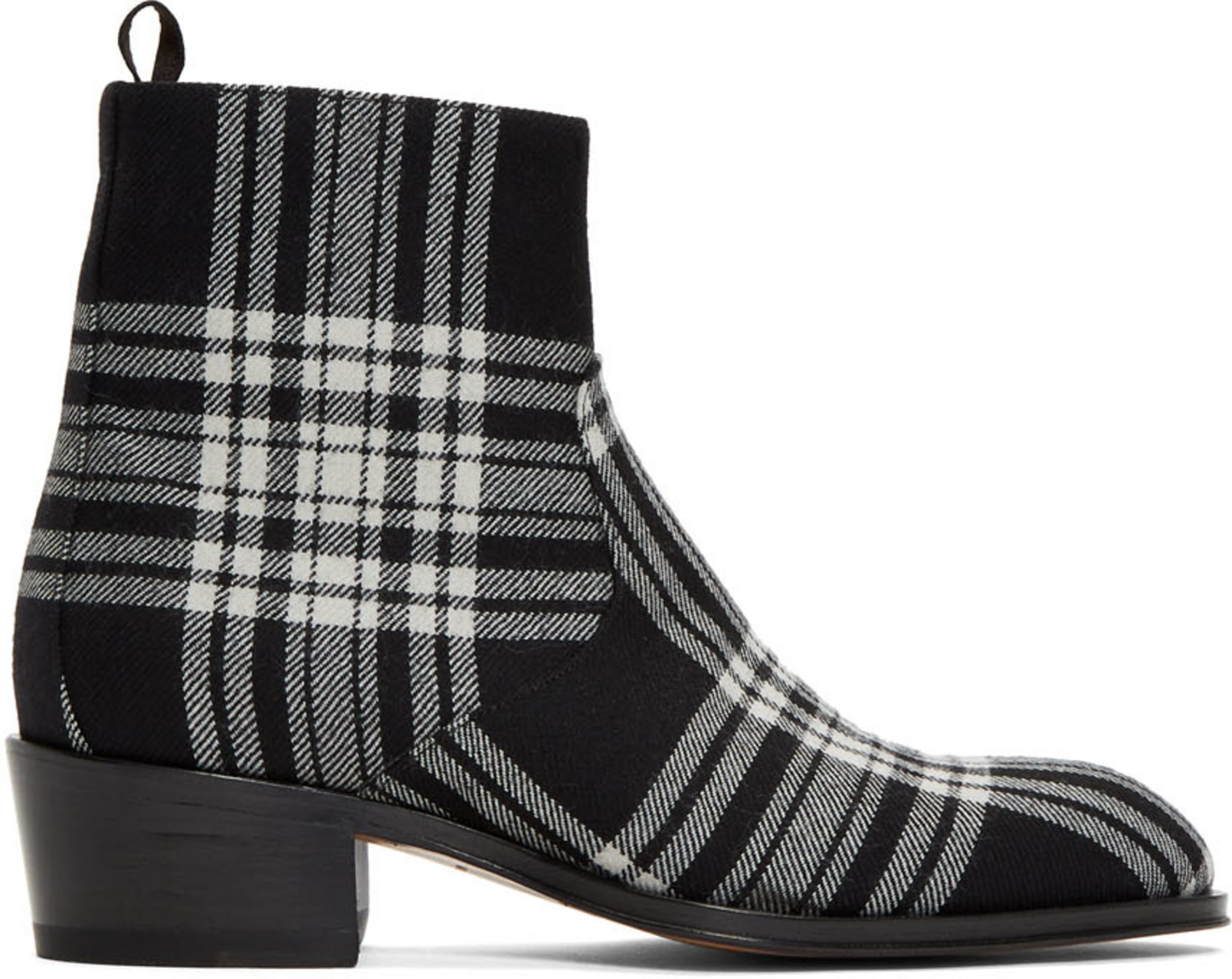 Carreaux Noires À Et Glissières Blanches Bottes byvfmYgI67