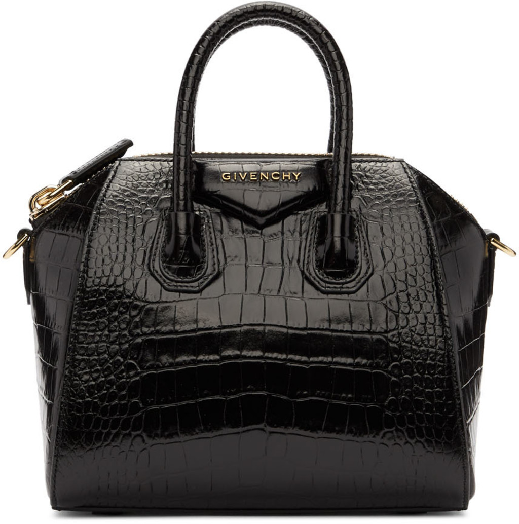 Black Croc Mini Antigona Bag