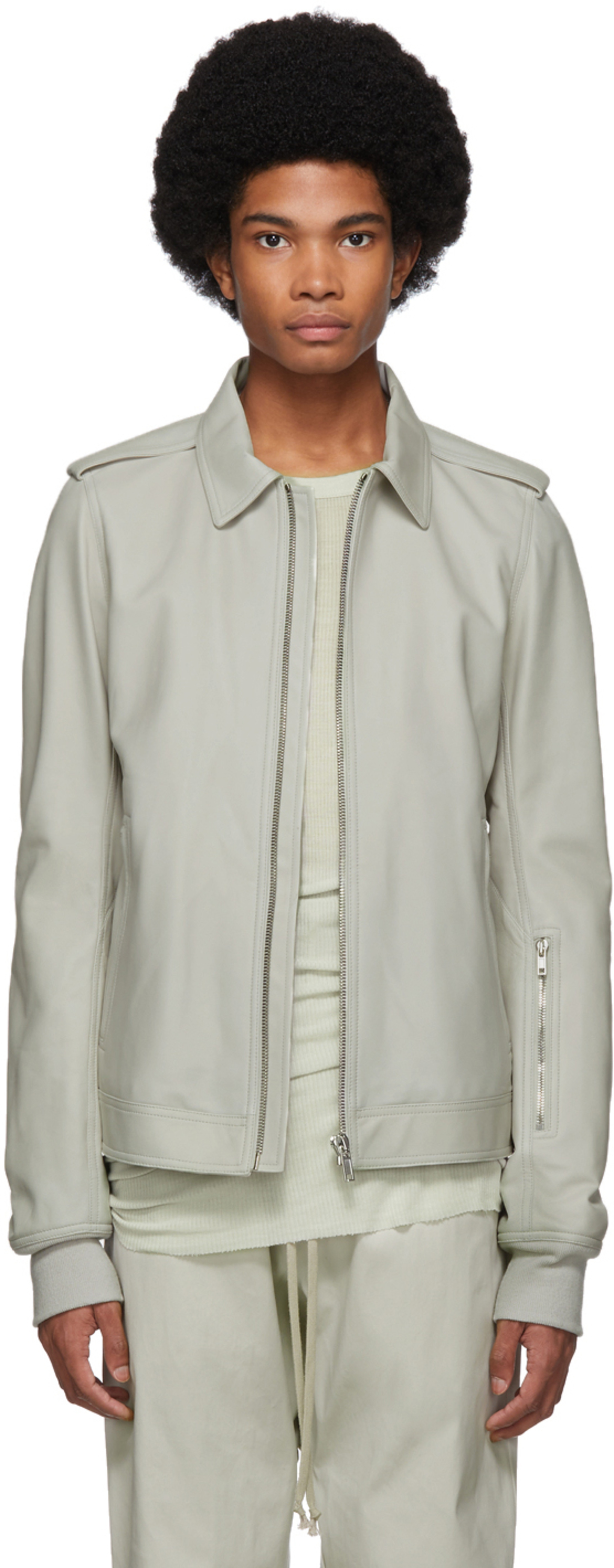 Grey Leather Rotterdam Jacket