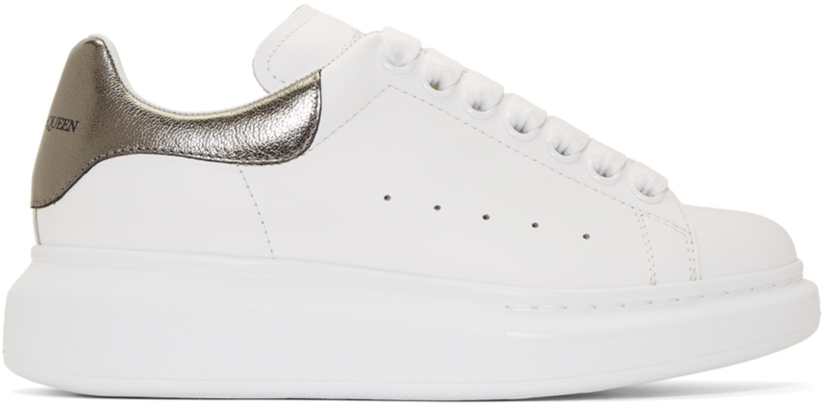 White & Gunmetal Metallic Oversized Sneakers White & Gunmetal Metallic Oversized Sneakers