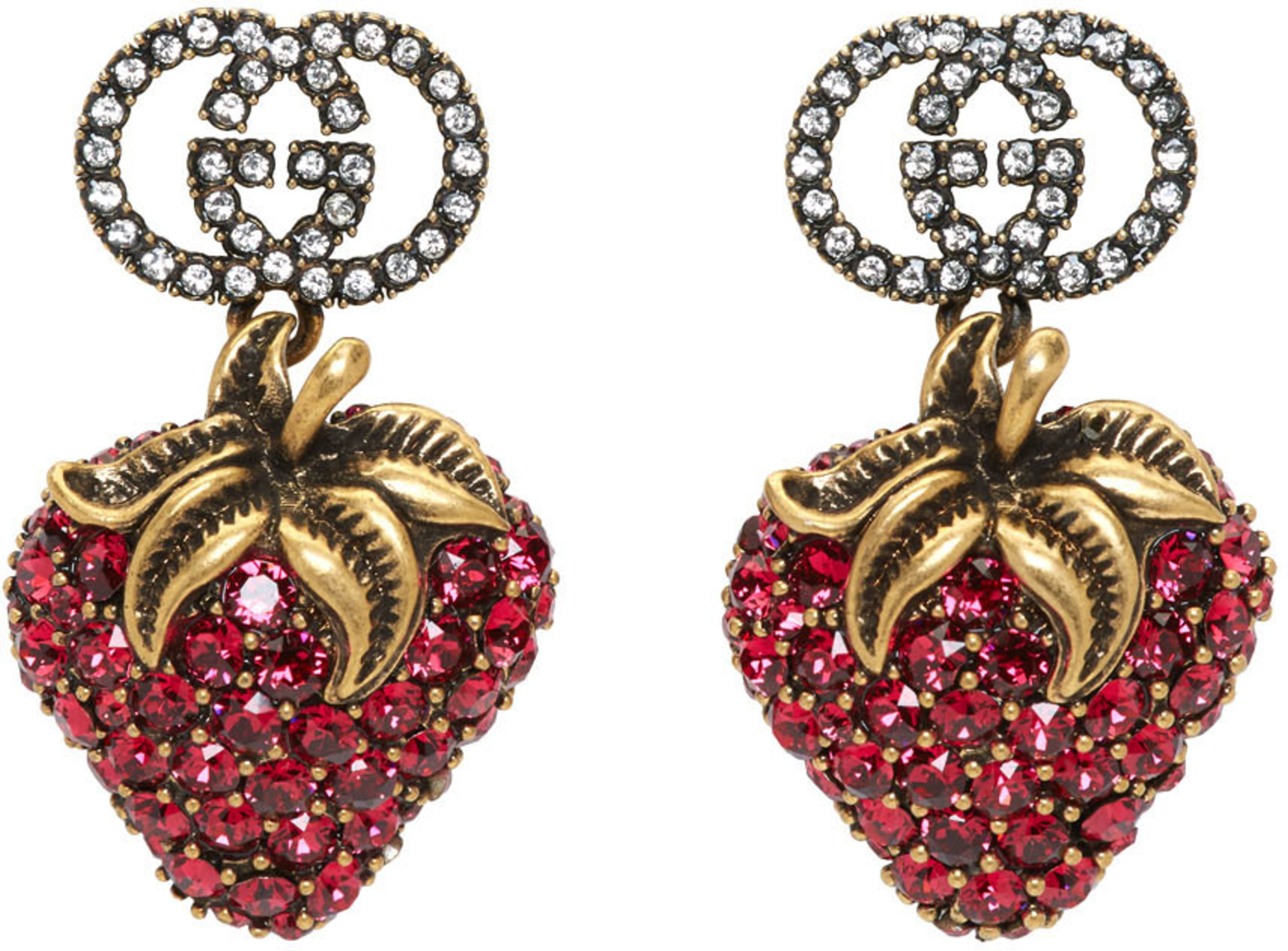 Red Crystal Strawberry Earrings