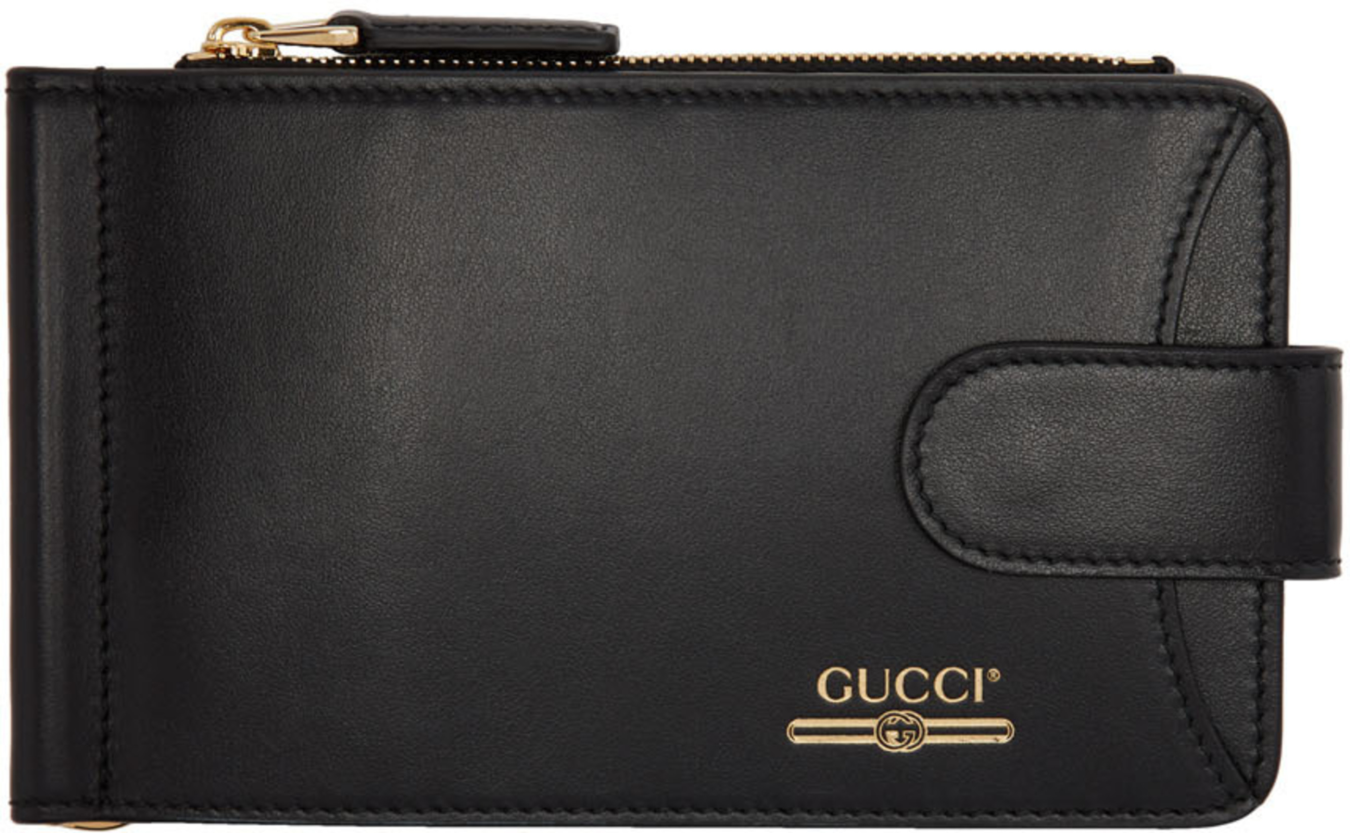 Black Money Clip Bifold Wallet