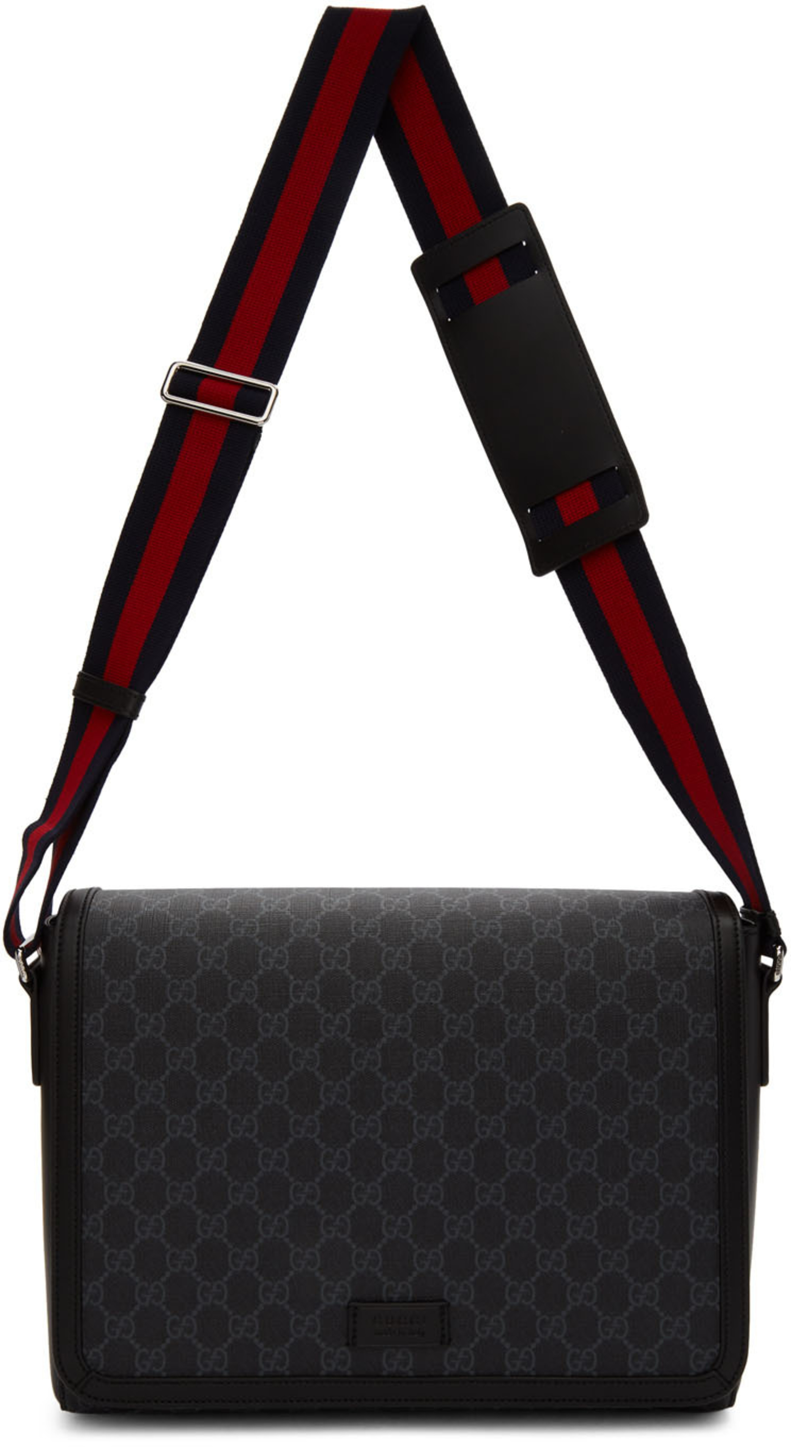 Black Gg Supreme Flap Messenger Bag