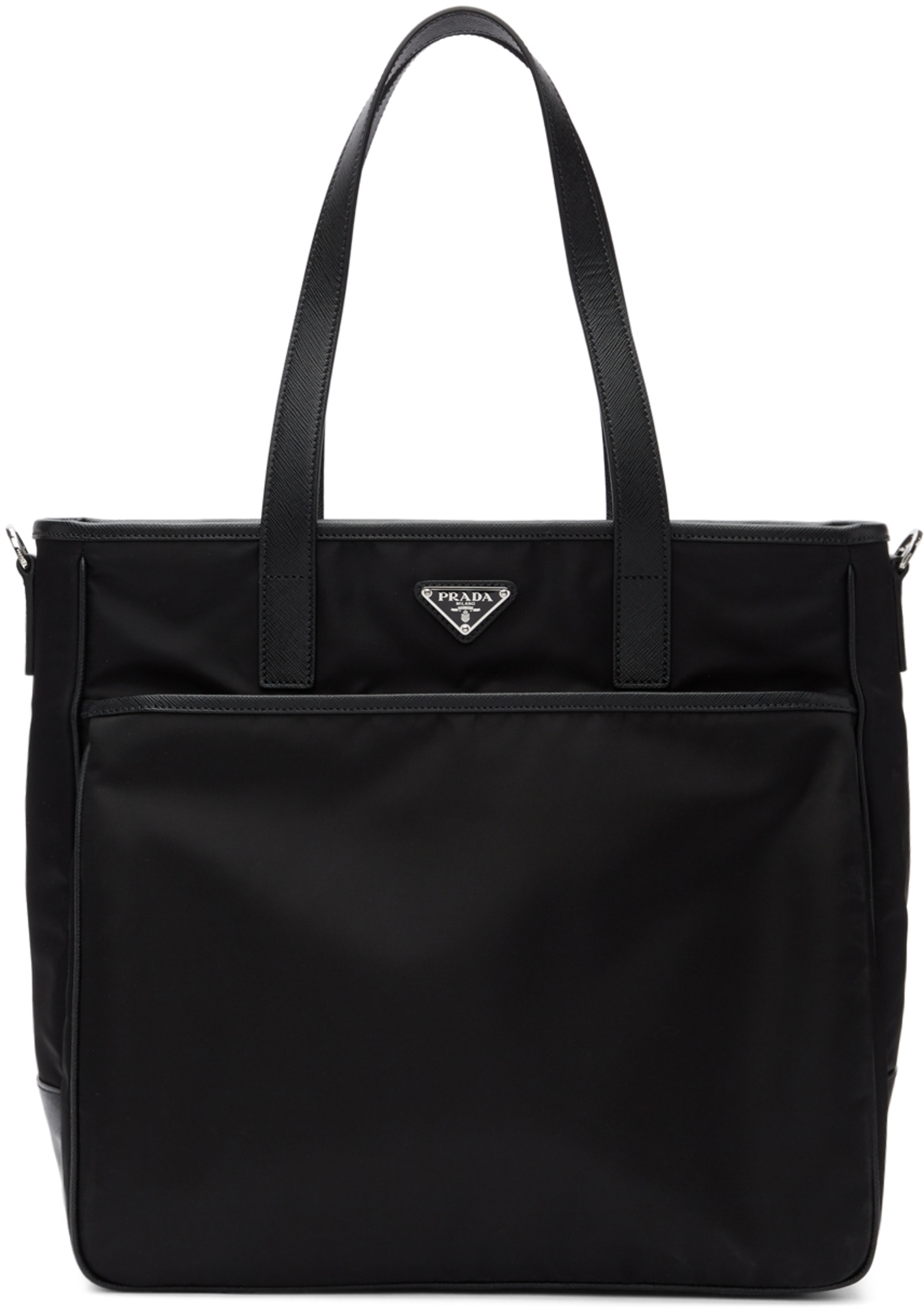 Black Nylon Saffiano Tote