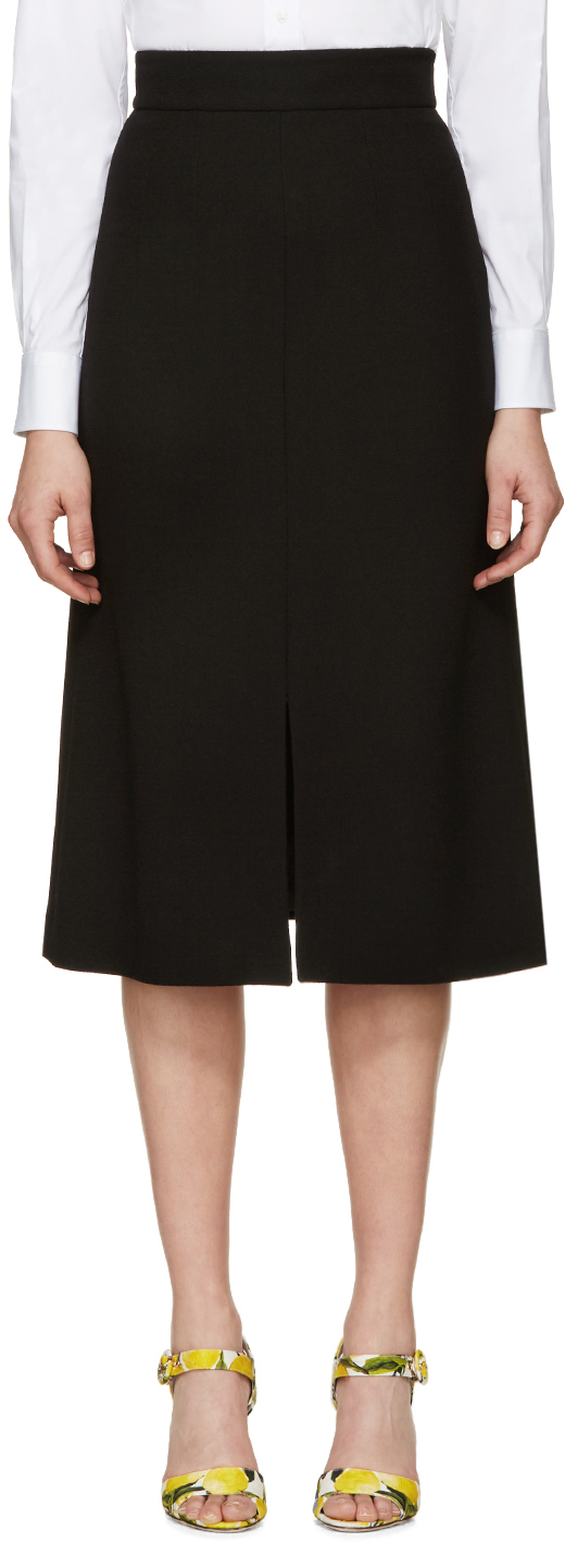 Dolce & Gabbana: Black Wool Crepe Skirt | SSENSE