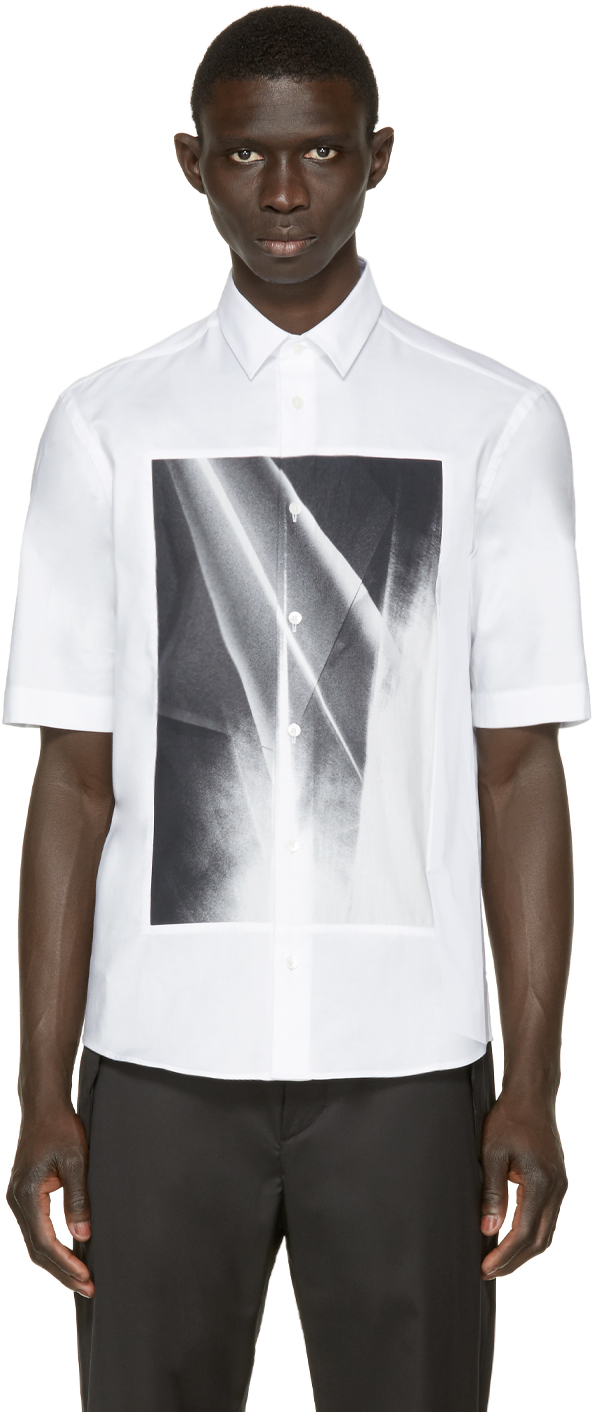 McQ Alexander McQueen: White Graphic Square Shirt | SSENSE