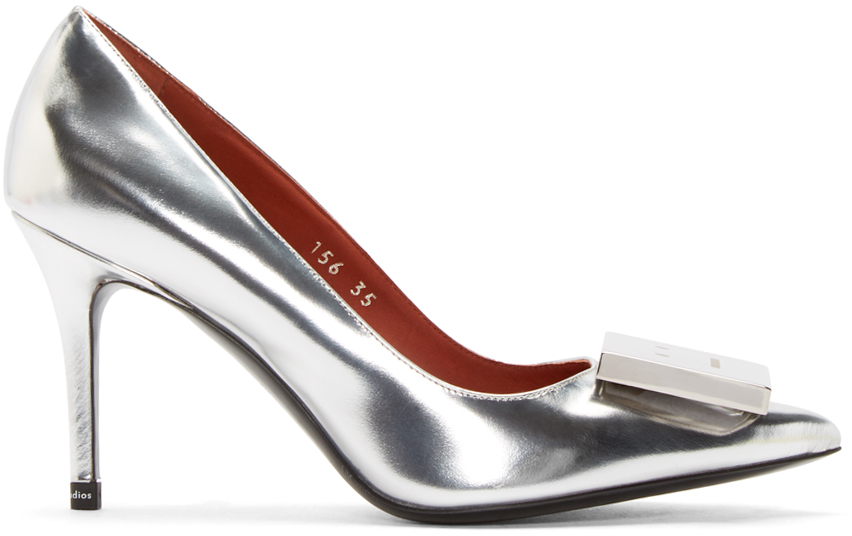 Acne Studios Silver Metallic Andrea Heels SSENSE Canada