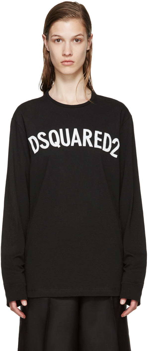 Dsquared2: Black Jersey Logo T-Shirt | SSENSE
