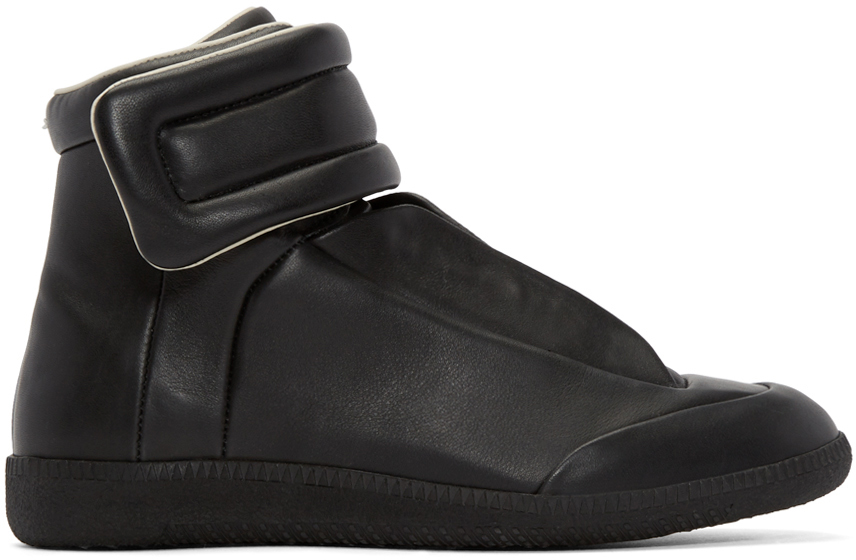 Maison Margiela: Black Leather Future High-Top Sneakers | SSENSE