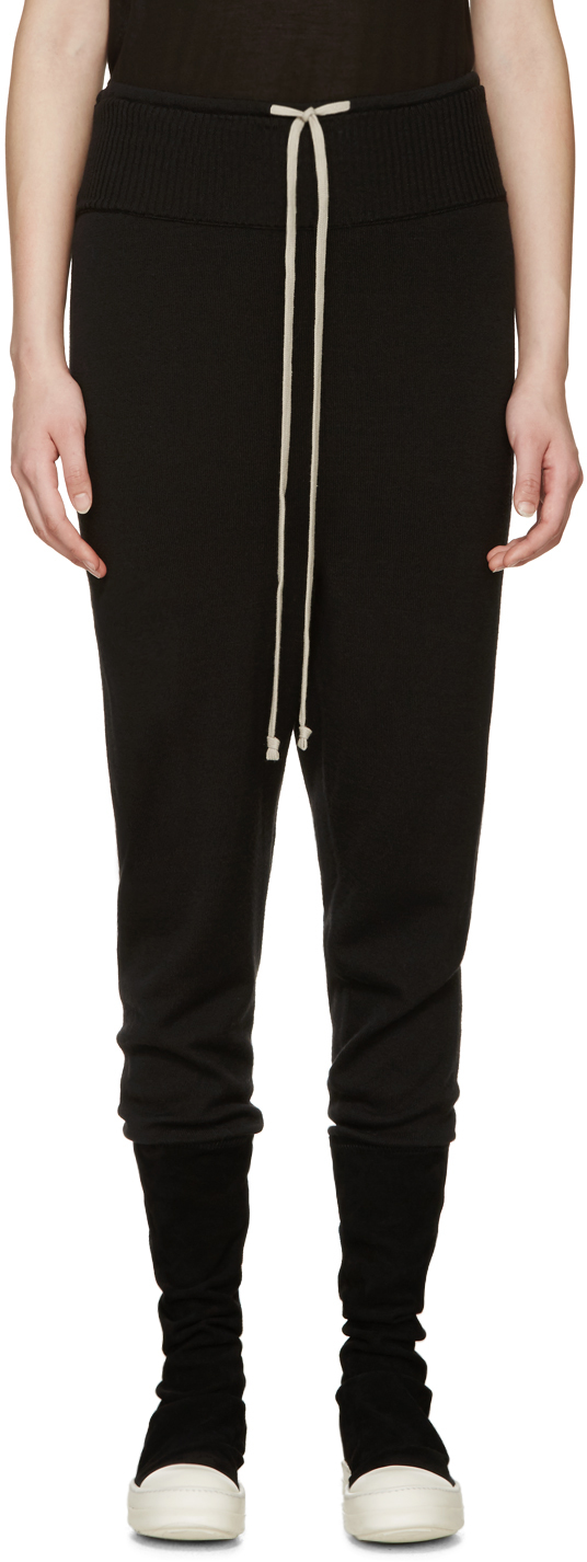 Rick Owens: Black Wool Drawstring Lounge Pants | SSENSE