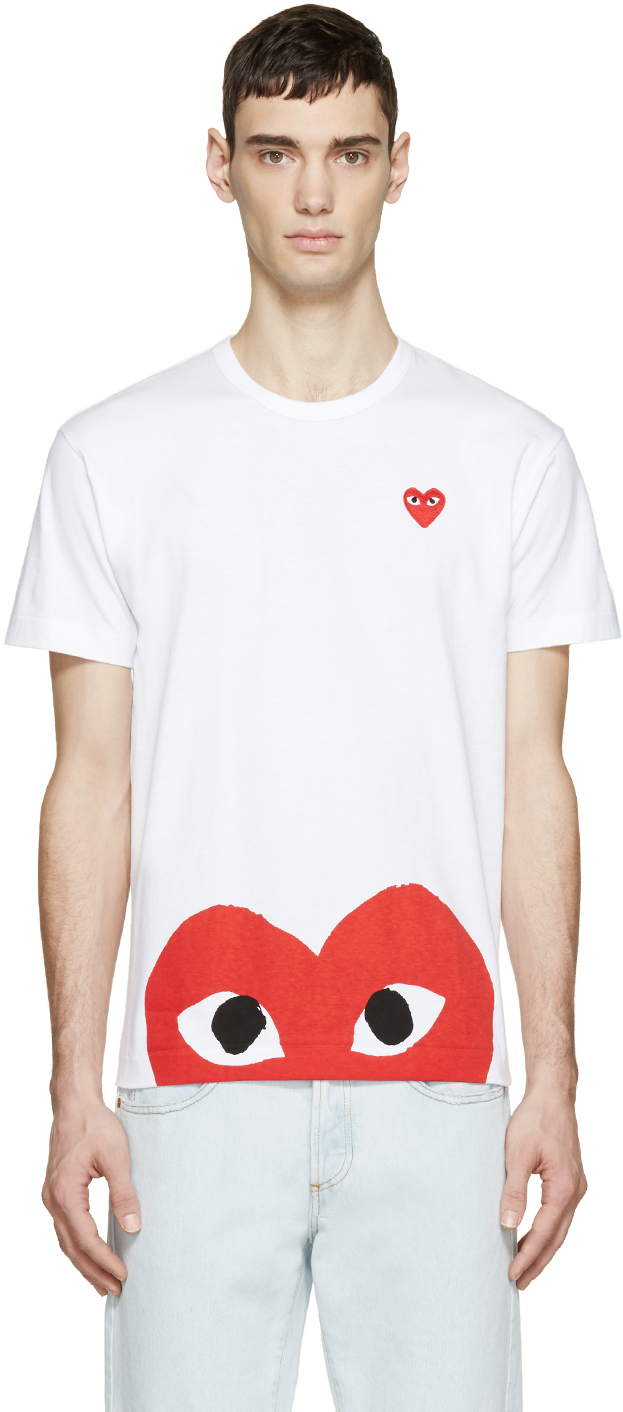 Comme des Garçons Play: White Half Heart T-Shirt | SSENSE