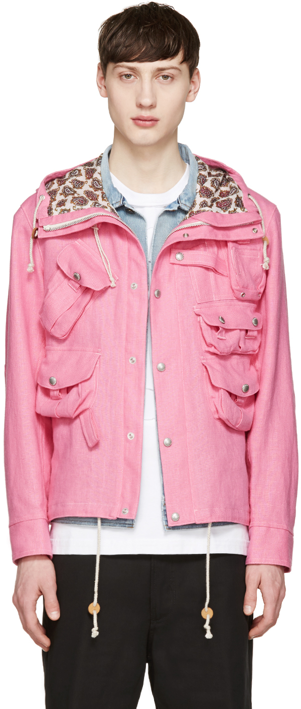 Junya Watanabe: Pink Linen Field Jacket | SSENSE Canada
