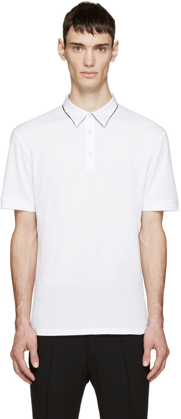 Alexander McQueen: White Double Collar Polo | SSENSE Canada