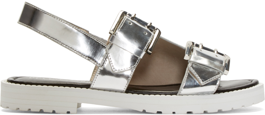 Opening Ceremony: Silver Leather Monk Strap Sandals | SSENSE