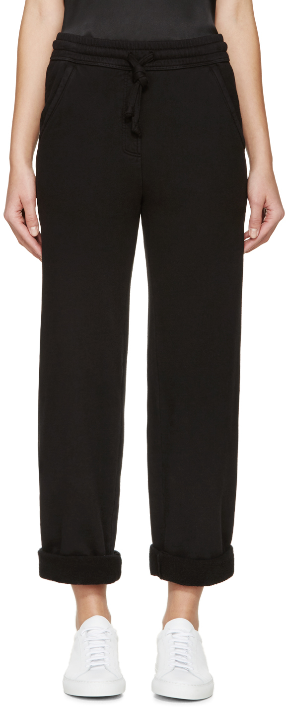 Raquel Allegra Black Fleece Lounge Pants SSENSE