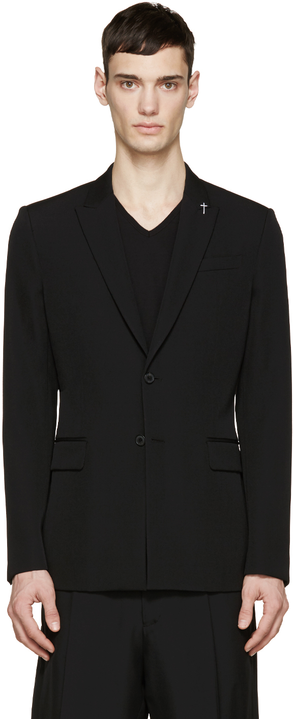 Givenchy: Black Embroidered Cross Blazer | SSENSE