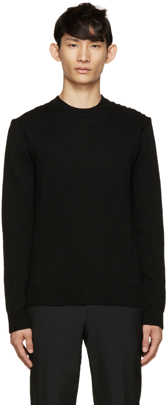 Givenchy: Black Topstitched Sweater | SSENSE