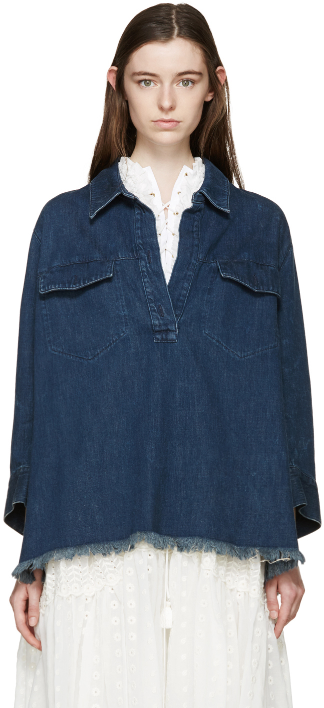 Indigo Long Sleeve Adore Blouse
