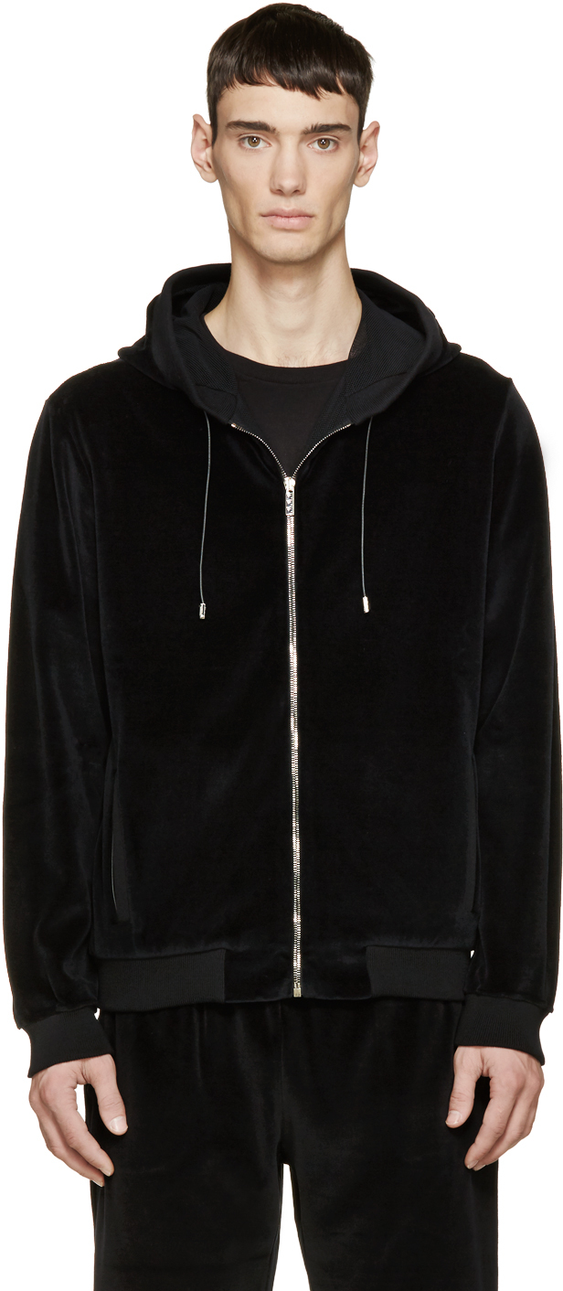 Versace: Black Velour Medusa Hoodie | SSENSE