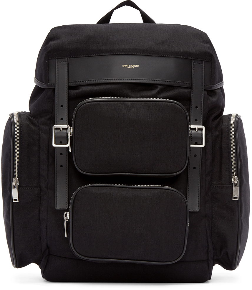 Saint Laurent Black Canvas Hunting Backpack SSENSE 대한민국
