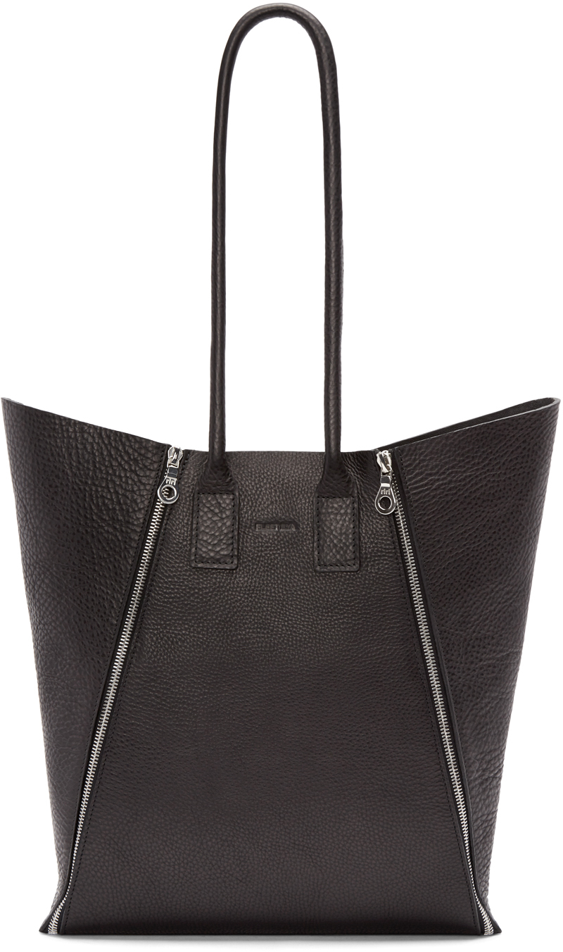 Fleet Ilya: Black Leather Zip Tote | SSENSE Canada