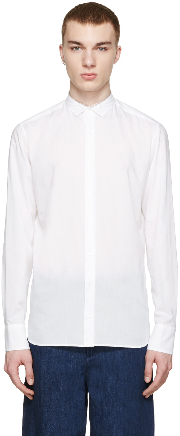 Kolor: White Collar Detail Shirt | SSENSE