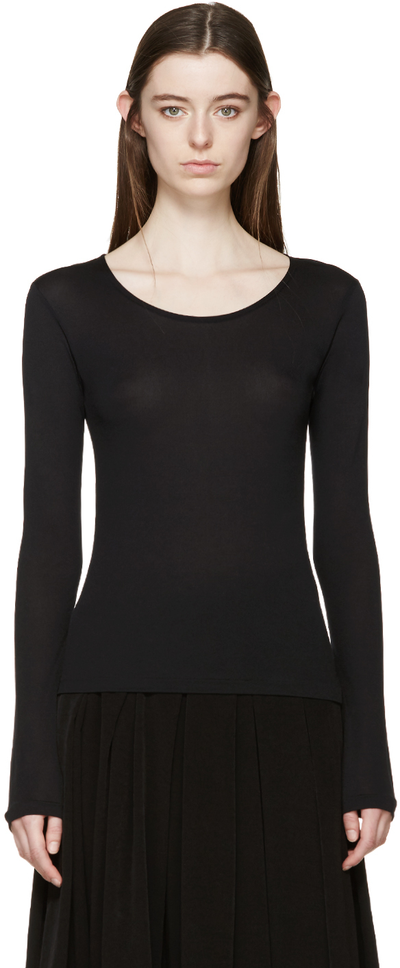 Yohji Yamamoto: Black Long Sleeve T-Shirt | SSENSE