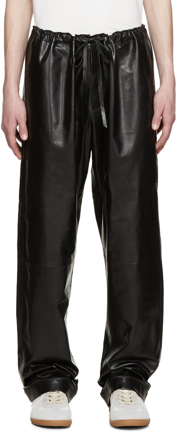 Loewe: Black Leather Trousers | SSENSE