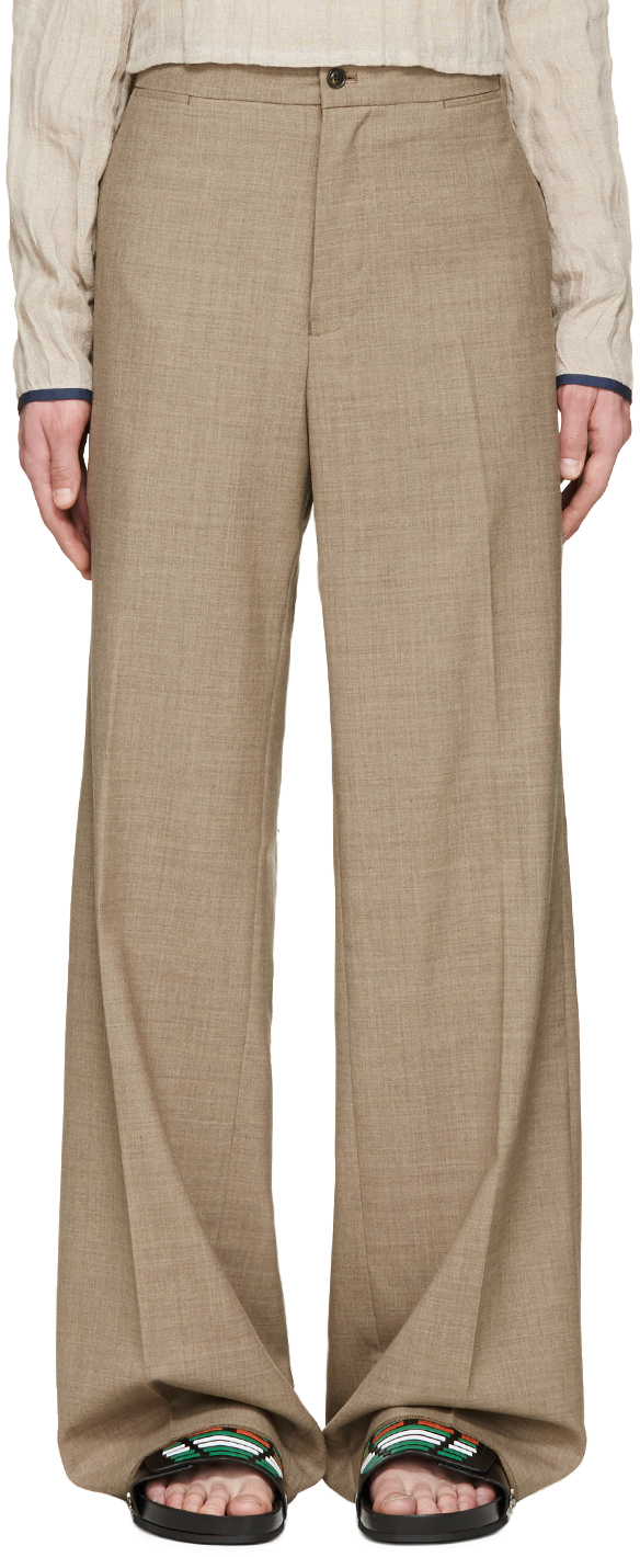 Toga Virilis: Brown Wool Wide-Leg Trousers | SSENSE