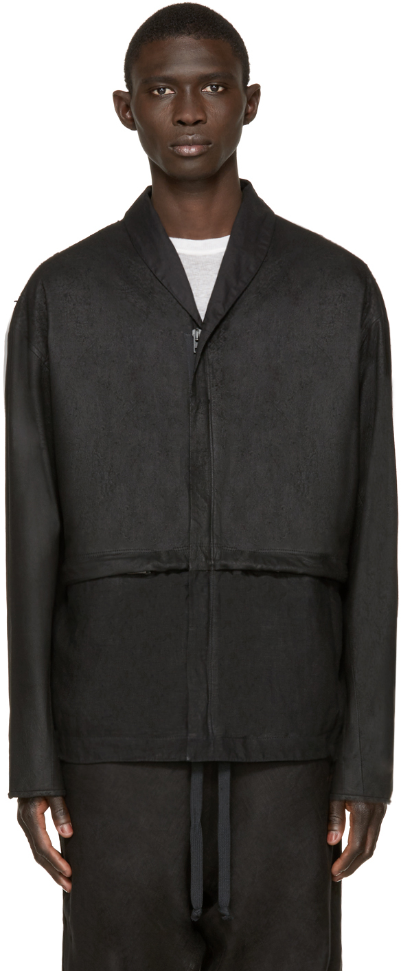 Isabel Benenato: Black Distressed Leather Jacket | SSENSE UK