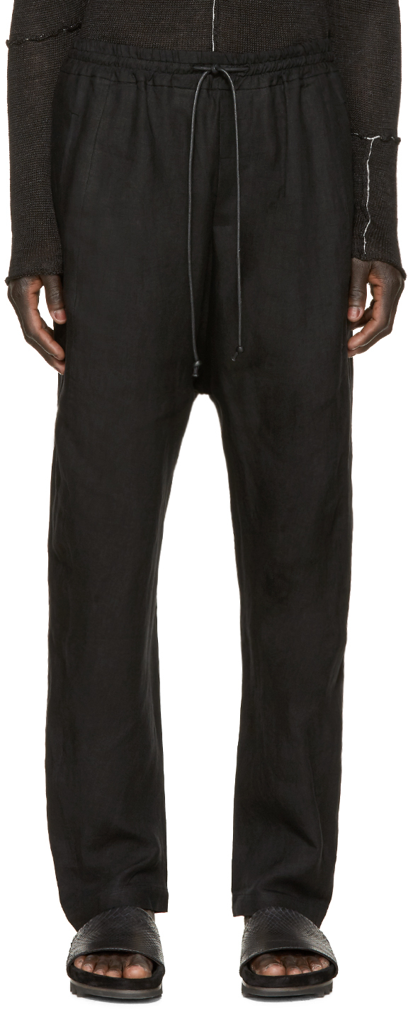 Isabel Benenato: Black Linen Relaxed Trousers | SSENSE Canada