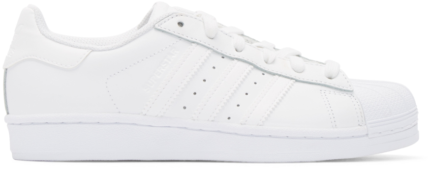 adidas Originals: White Monochromatic Superstar Sneakers | SSENSE