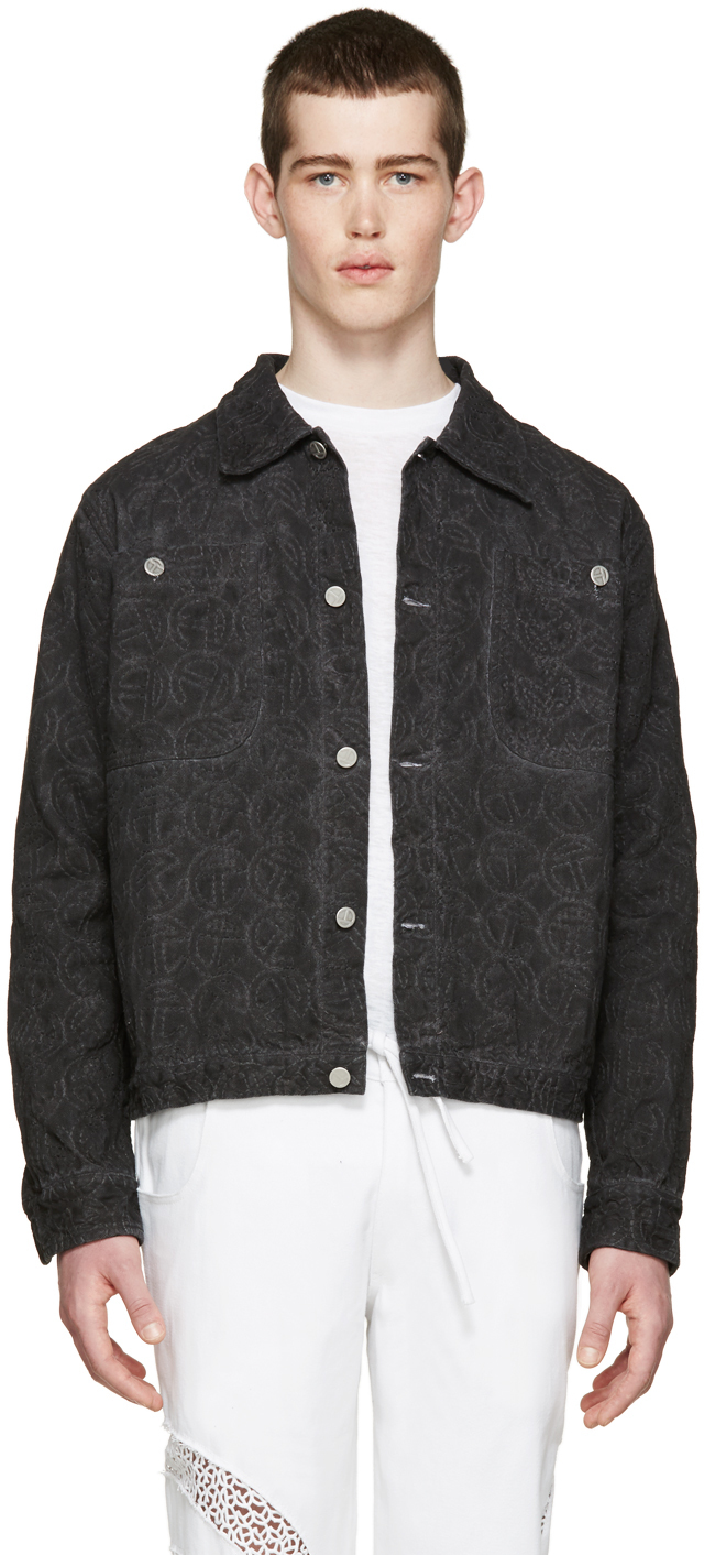 Telfar: Black Denim Embroidered Jacket | SSENSE Canada