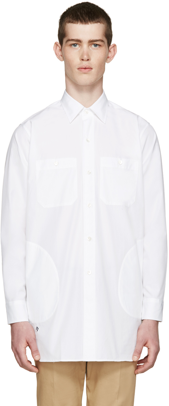 Nigel Cabourn: White Poplin Big Lybro Edition Shirt | SSENSE