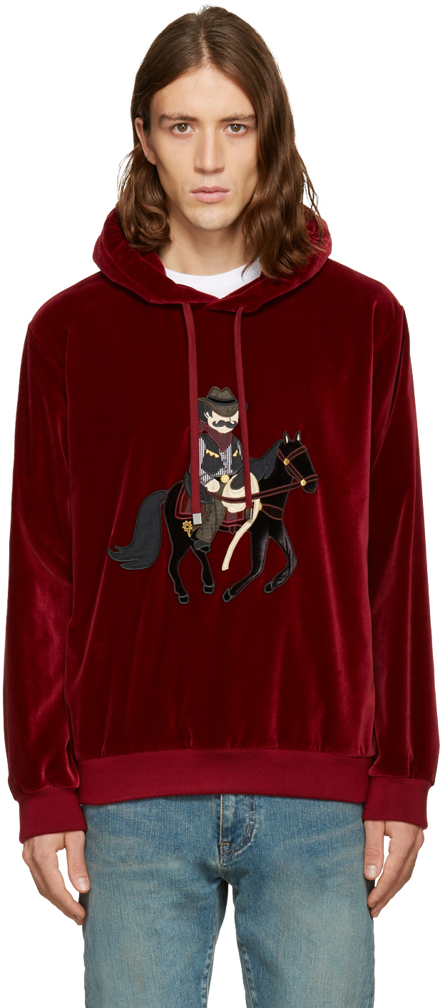 Dolce & Gabbana: Red Velvet Cowboy Hoodie | SSENSE