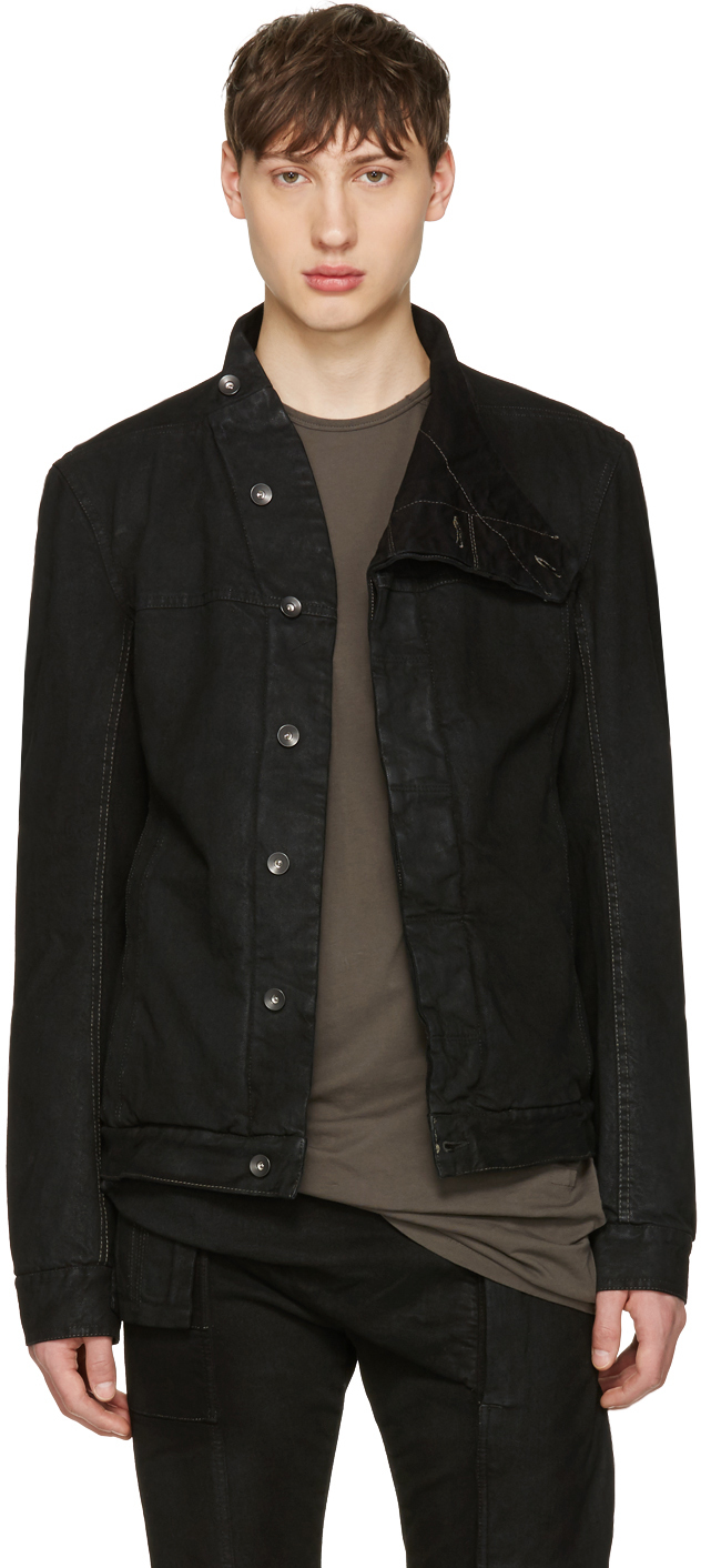 Rick Owens Drkshdw: Black Denim Slave Jacket | SSENSE