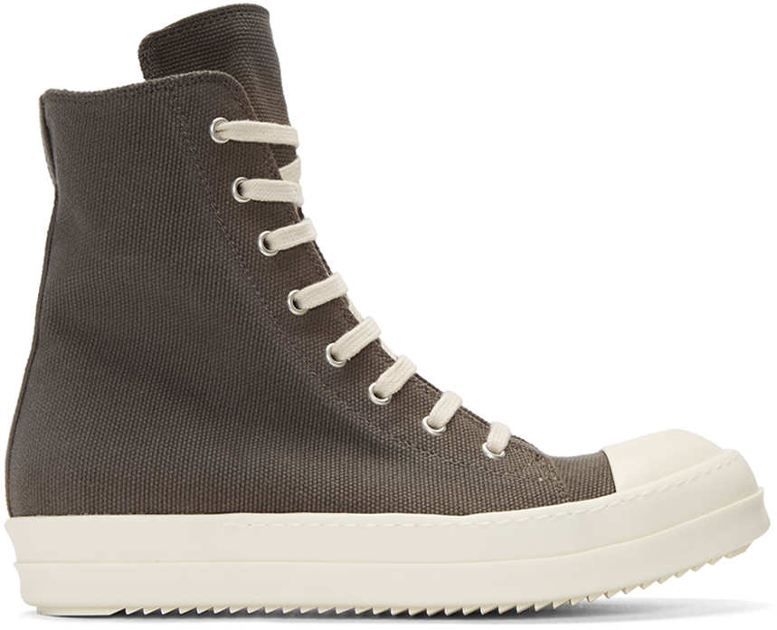 Rick Owens DRKSHDW: Grey Canvas High-Top Sneakers | SSENSE
