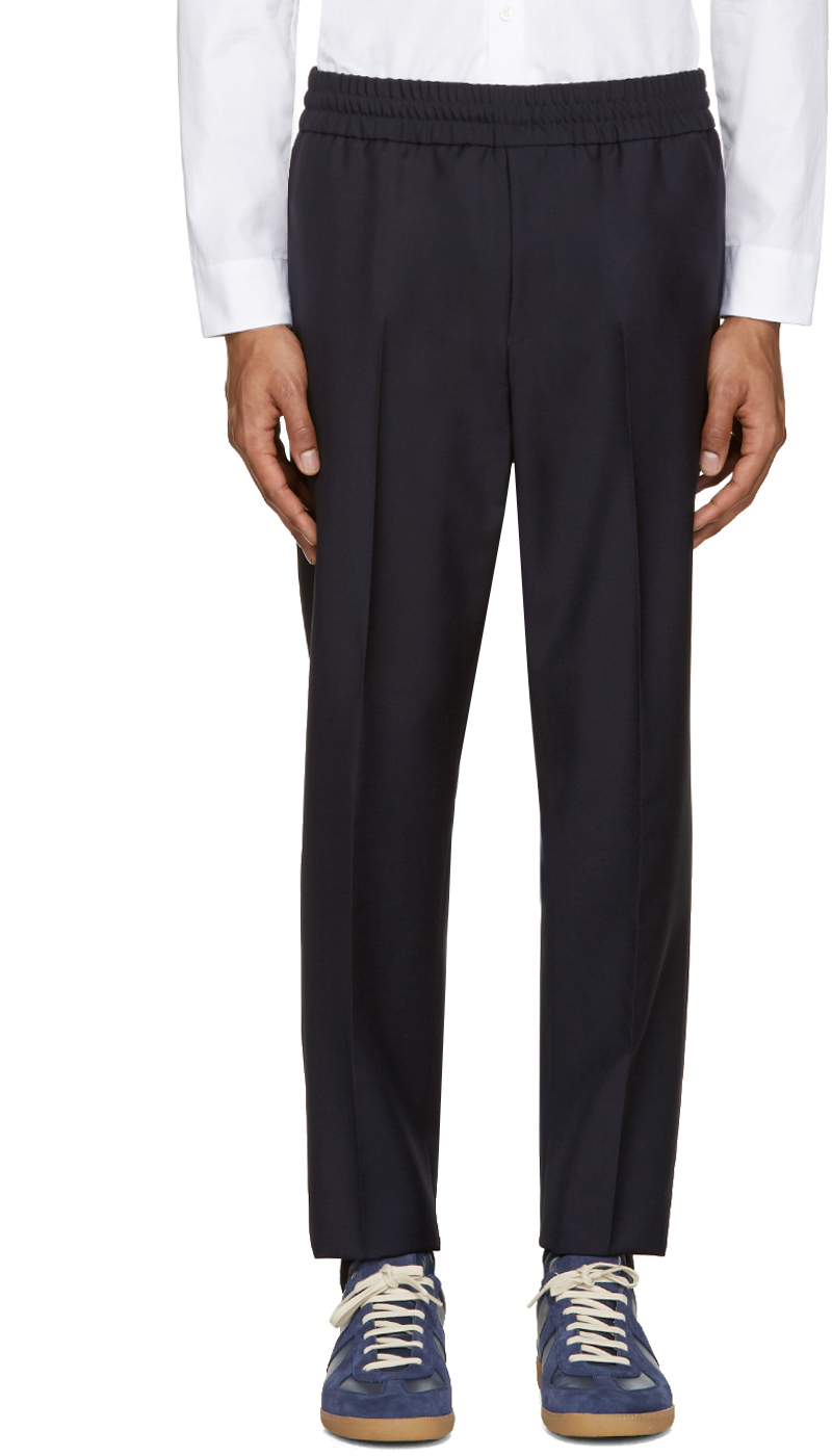 Acne Studios: Navy Wool Ryder Trousers | SSENSE