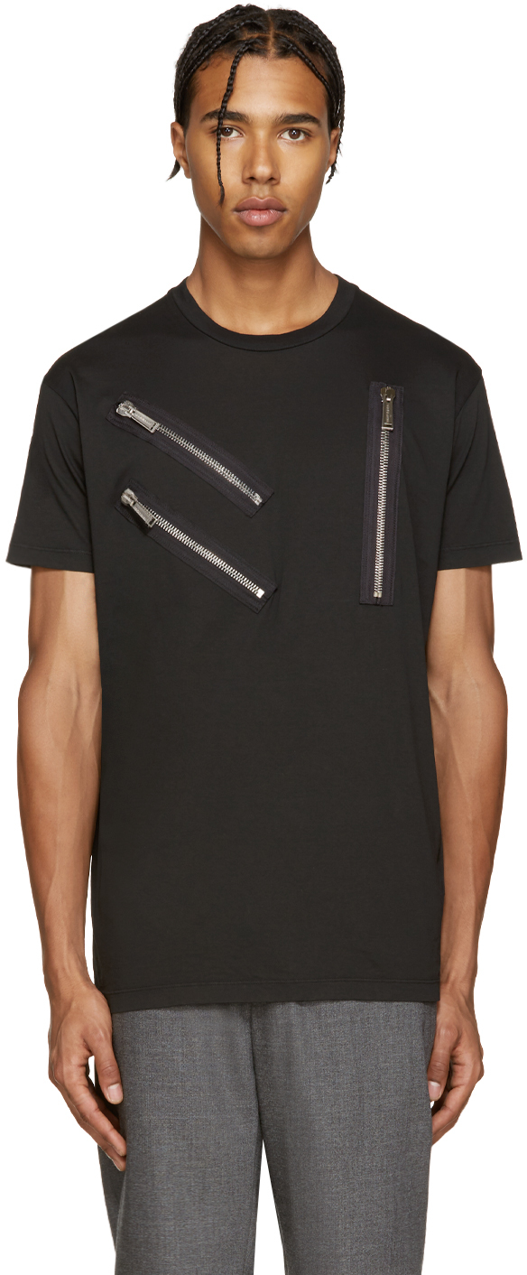 Dsquared2: Black Zips Cool-Fit T-Shirt | SSENSE
