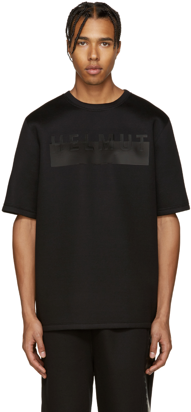Helmut Lang: Black Oversized Logo T-Shirt | SSENSE