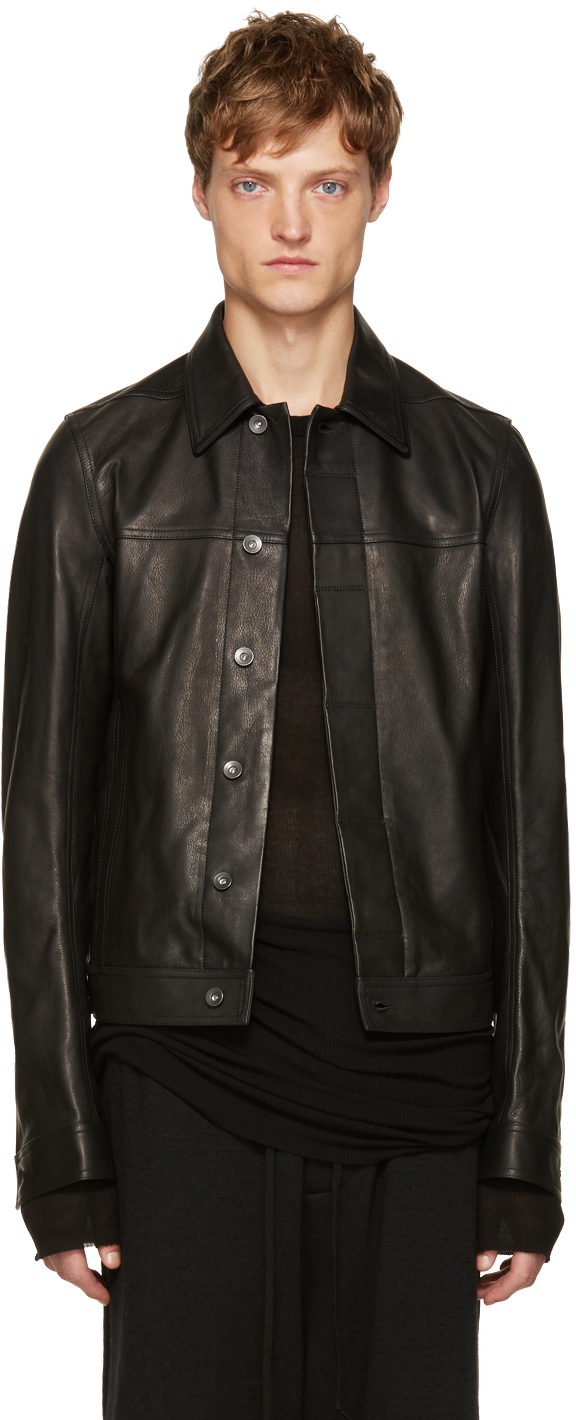 Rick Owens: Black Leather Jacket | SSENSE