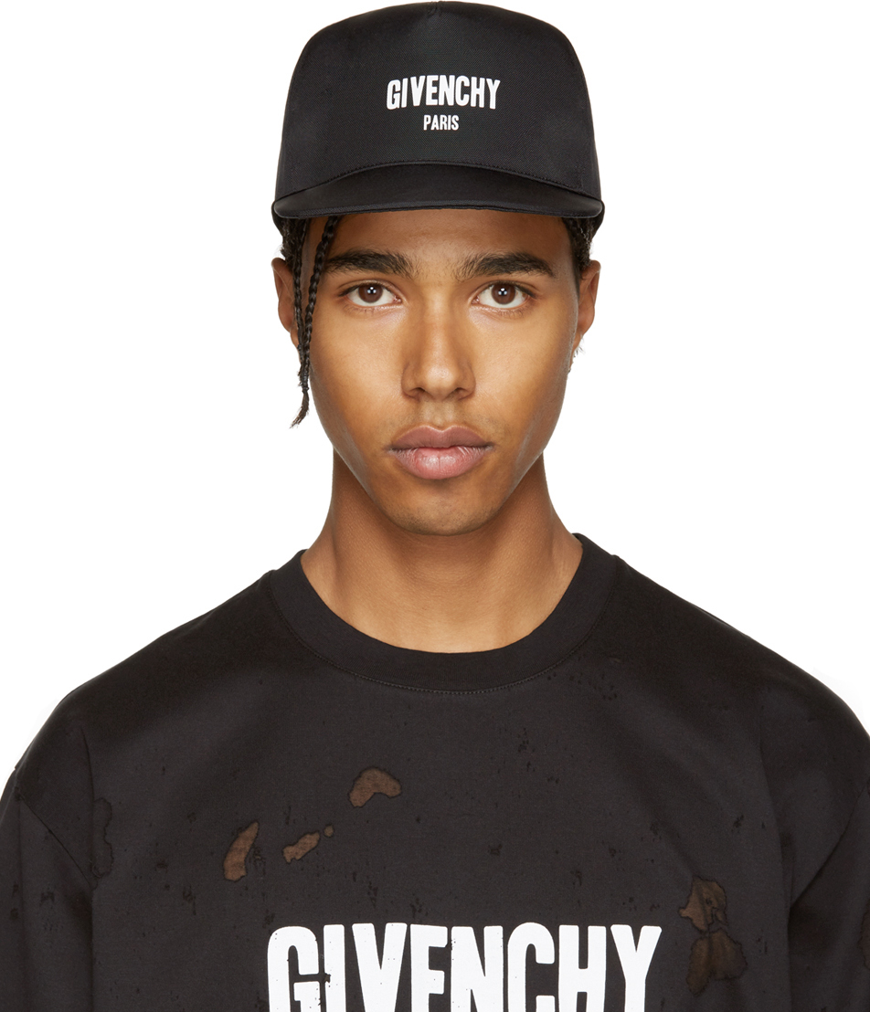 Givenchy: Black Canvas Logo Cap | SSENSE Canada