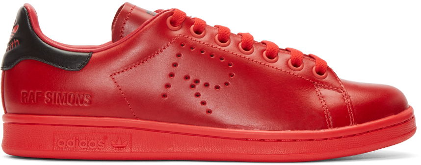 Raf Simons: Red adidas Edition Stan Smith Sneakers | SSENSE