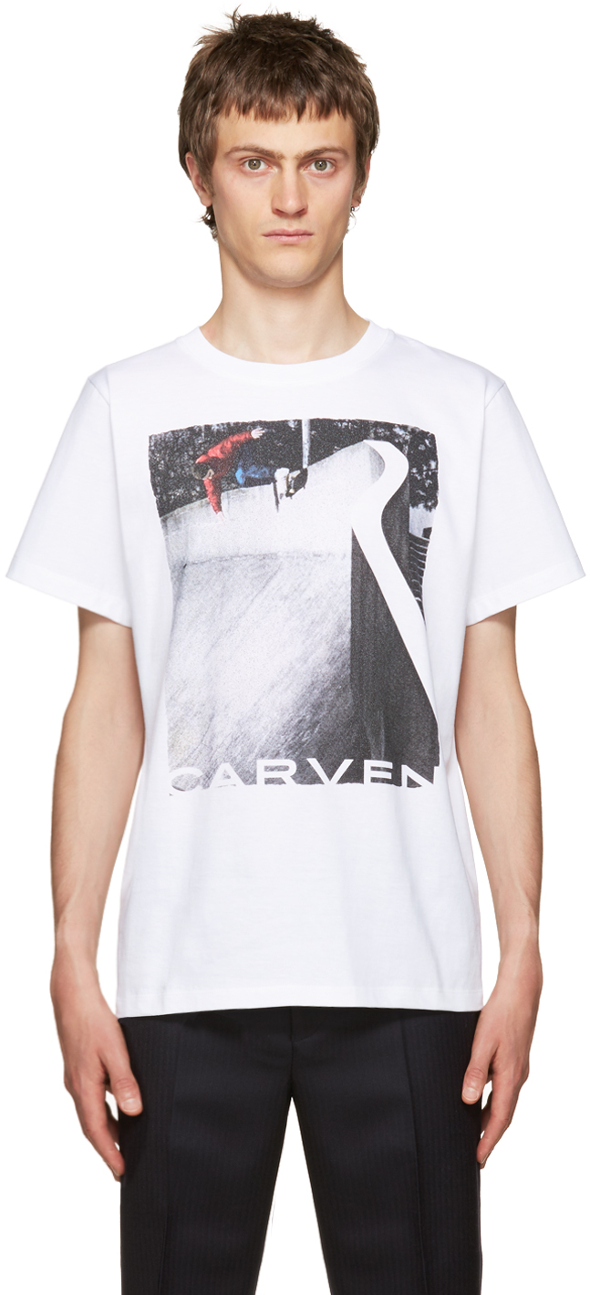 Carven: White Graphic T-Shirt | SSENSE