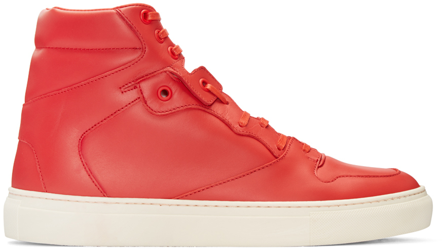 balenciaga red leather shoes