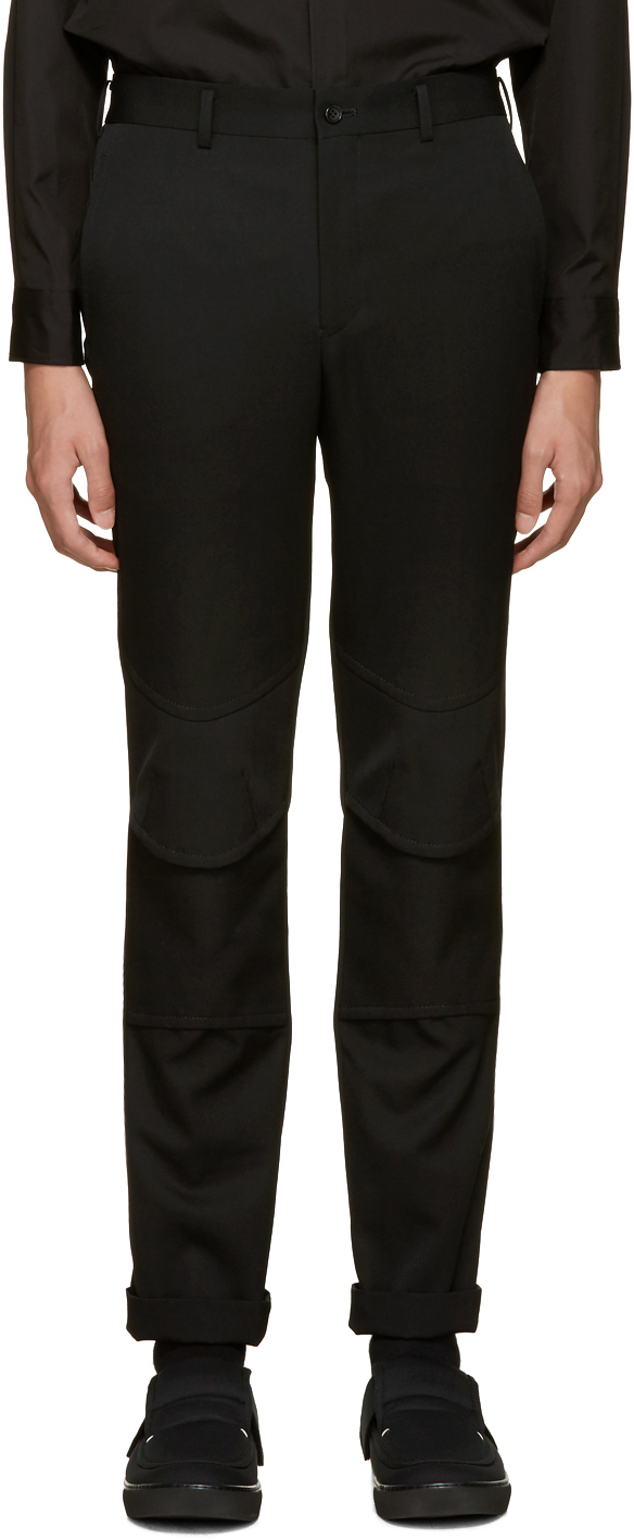Comme des Garçons Homme Plus: Black Wool Panelled Trousers | SSENSE