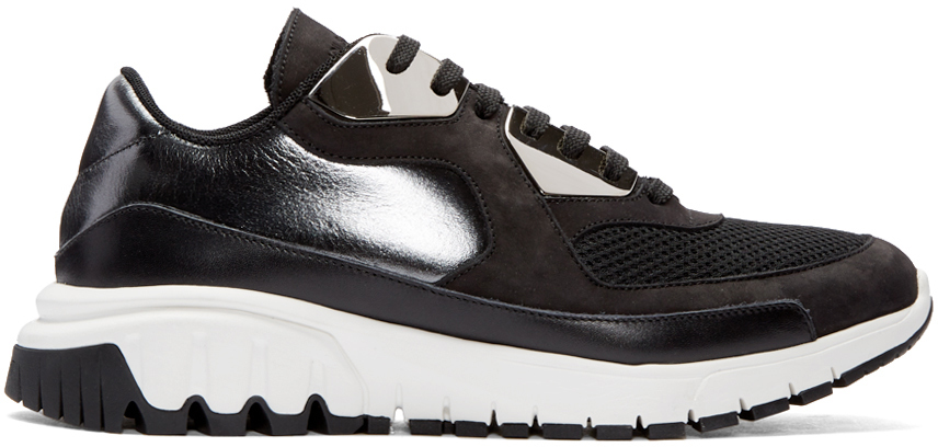Neil Barrett: Black Leather Urban Sneakers | SSENSE Canada
