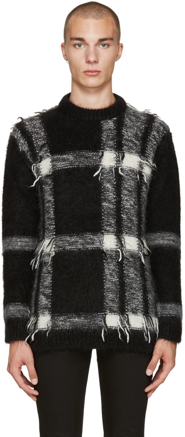 Burberry: Black Mohair Check Sweater | SSENSE